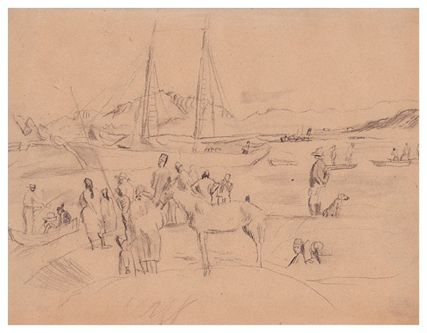 le port
,drawing  by Jules PASCIN